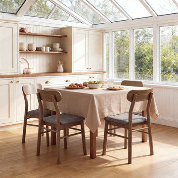 Set of 4 Comfortable Arched Back Dining Chairs - Upholstered Kitchen Chairs with Padded Seats