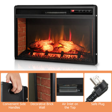 26 Inch Recessed Freestanding Fireplace Heater with 3-Level Flame and 6H Timer