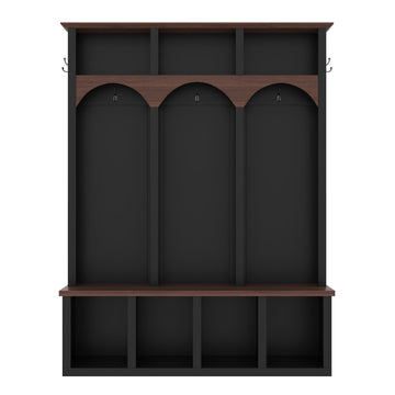 Farmhouse-Wooden-Style-Hall-Tree-Storage-Bench-with-5-Hooks