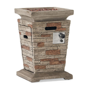 Outdoor20 Inch MGO Fire Column - 40,000 BTU, Natural Stone (Tank Inside)