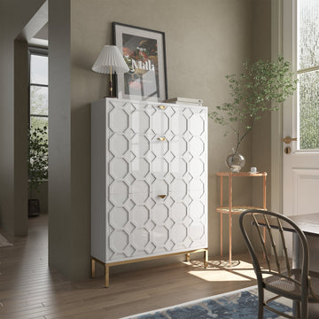 Clihome Shoe Storage Cabinet,Modern Shoe Storage Cabinet with 3 Flip Drawers,Freestanding Hidden Slim Narrow Shoe Rack Cabinet for Entryway,Hallway£¬White