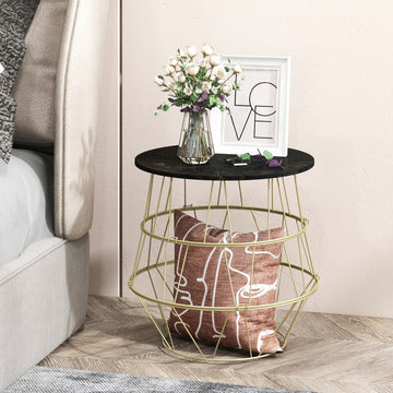 Round Metal Frame Side Table with Removable Top