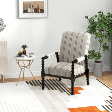 Upholstered Accent Chair with Rubber Wood Frame for Living Room