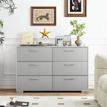 6 Drawer Storage Cabinet with Metal Legs Handles with Anti-Toppling Devices