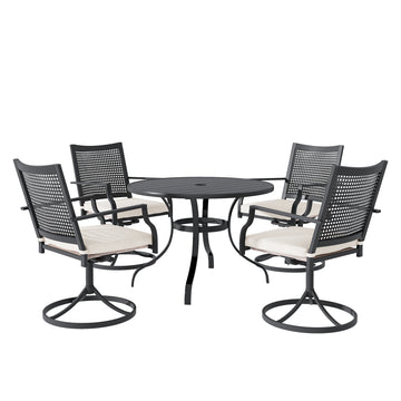 5-Piece Steel Frame Patio Dining Table and Chairs, Swivel Dining Chairs, Sturdy, Rust-Resistant Steel Construction, 25.2