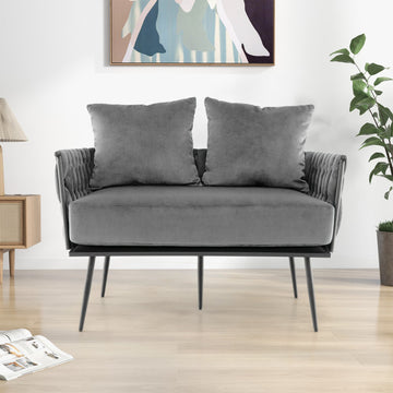 Modern Loveseat Sofa Upholstered Dutch Velvet Sofa Couch