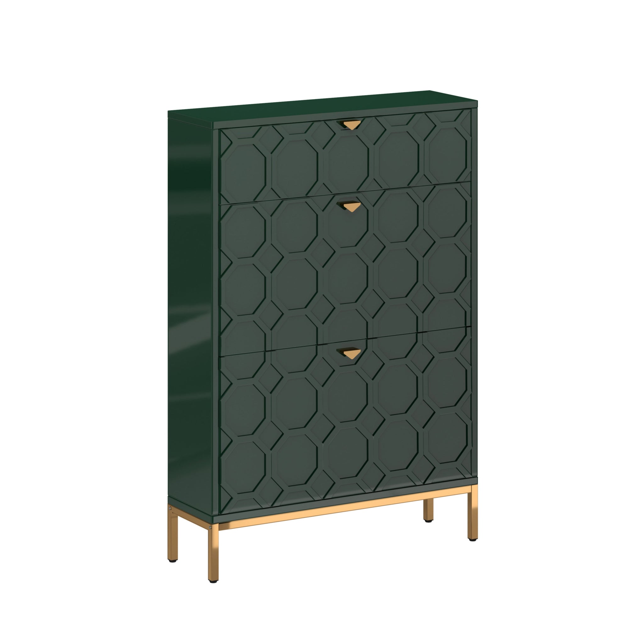 Clihome Shoe Storage Cabinet,Modern Shoe Storage Cabinet with 3 Flip Drawers,Freestanding Hidden Slim Narrow Shoe Rack Cabinet for Entryway,Hallway£¬Green