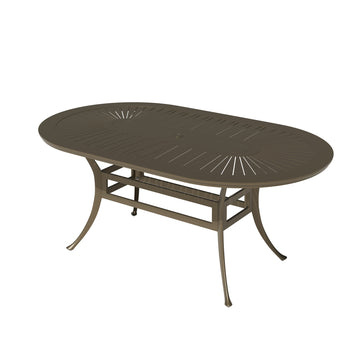 72 x 42 Inch Oval Powder-Coated Cast Aluminum Outdoor Dining Table with Umbrella Hole - Weather-Resistant Patio Table for 6-8