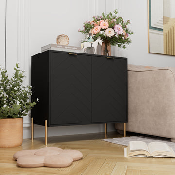 Modern Accent Buffet Cabinet with Adjustable Shelves, Accent Cabinet with 2 Doors, Modern Sideboard Buffet Cabinet, Black Accent Cabinet for Kitchen, Living Room, Entryway and Bedroom