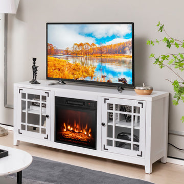 58 Inch Fireplace TV Stand with Adjustable Shelves for TVs up to 65 Inch