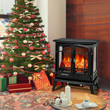 25 Inch Freestanding Electric Fireplace Heater with Realistic Flame effect