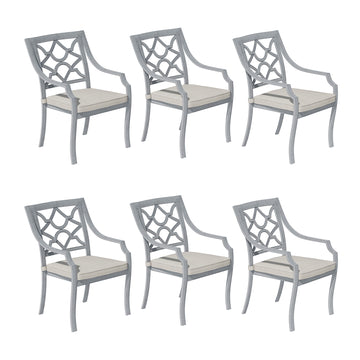Powder-Coated Cast Aluminum Outdoor Dining Armchair with Weather-Resistant Cushion