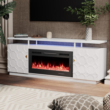 Clihome Tv Stand Cabinet With a 36-Inch Electric Fireplace