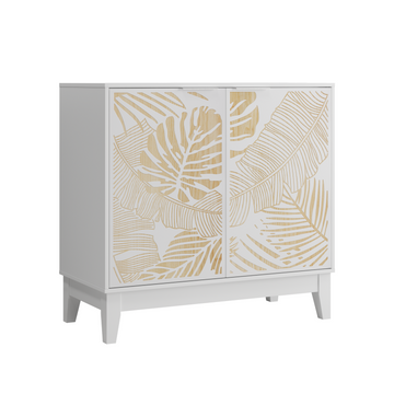 31.5 Inch Vintage Carved Buffet Cabinet, Decorative Cabinet Sideboard with 2 Doors and Adjustable Shelves, Wooden Decorative Cabinet with Storage Space, Suitable for Living Room, Kitchen, Dining Room
