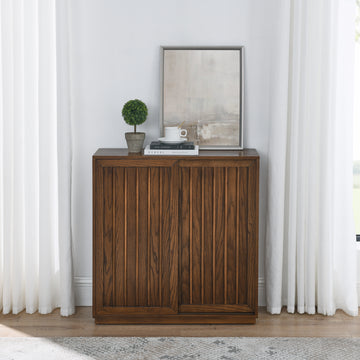 Farmhouse Sideboard with 2 Sliding Door, Storage Cabinet for Living Room, Brown
