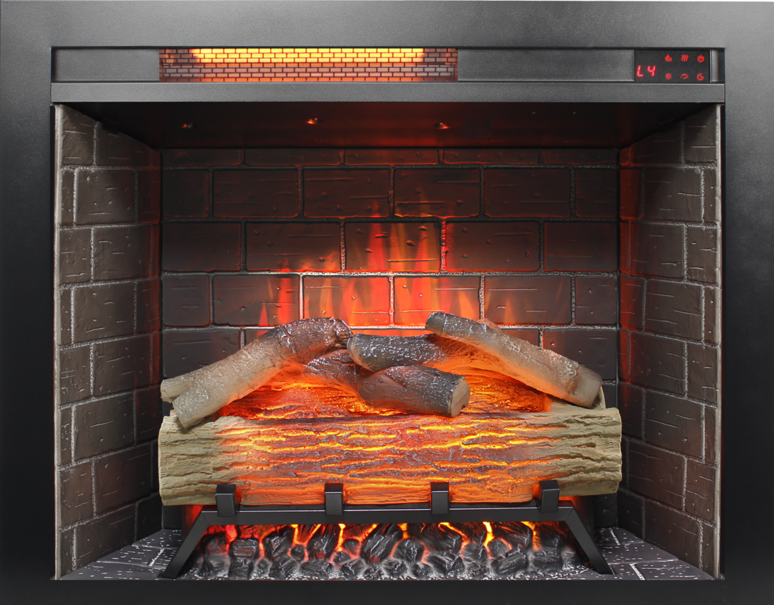 28 inch Infrared Electric Fireplace Insert, Touch Panel Home Decor Heater, Smokeless Firebox With fixed Trim Kit.With Crackling Sound