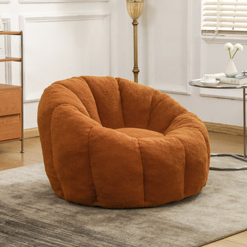 Bean Bag Sofa Chair with Armrests Stuffed High-Density Foam, Lazy Sofa Comfy Chairs BeanBag Chair, Orange
