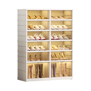 Shoe Storage Cabinet 6 Tiers for 24 Pairs, Portable Shoe Rack Organizer for Entryway Foldable Shoe Boexe, Large Storage Bins for Closet,Living Room