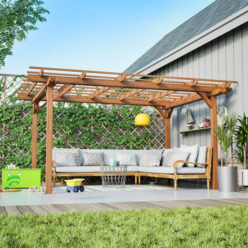 Outdoor Wood Pergola, Wooden Grape Pergola for Climbing Plant Support for Garden, Patio, Backyard, Deck, Brown