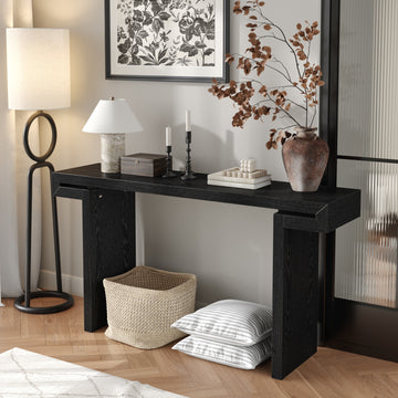 60inches Rustic Farmhouse Console Table, Distressed Wood Entryway Sofa Side Table for Hallway Living Room