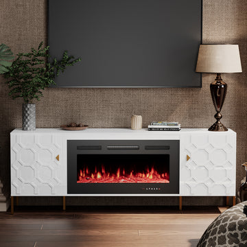 70.08'' Wide Storage Cabinet with Electric Fireplace