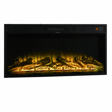 36-Inch Recessed Linear Electric Fireplace, ETL Certified, 750W/1500W Heat, LED Flame, Remote & Timer