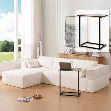 Modular Sectional Sofa with Free Side Table,Wide Seat,Fully Compressed,Wrinkle-resistant Boucle Fabric Couch with Chaise,Free Combination,L-Shaped Sofa for Living Room,No Assembly Required