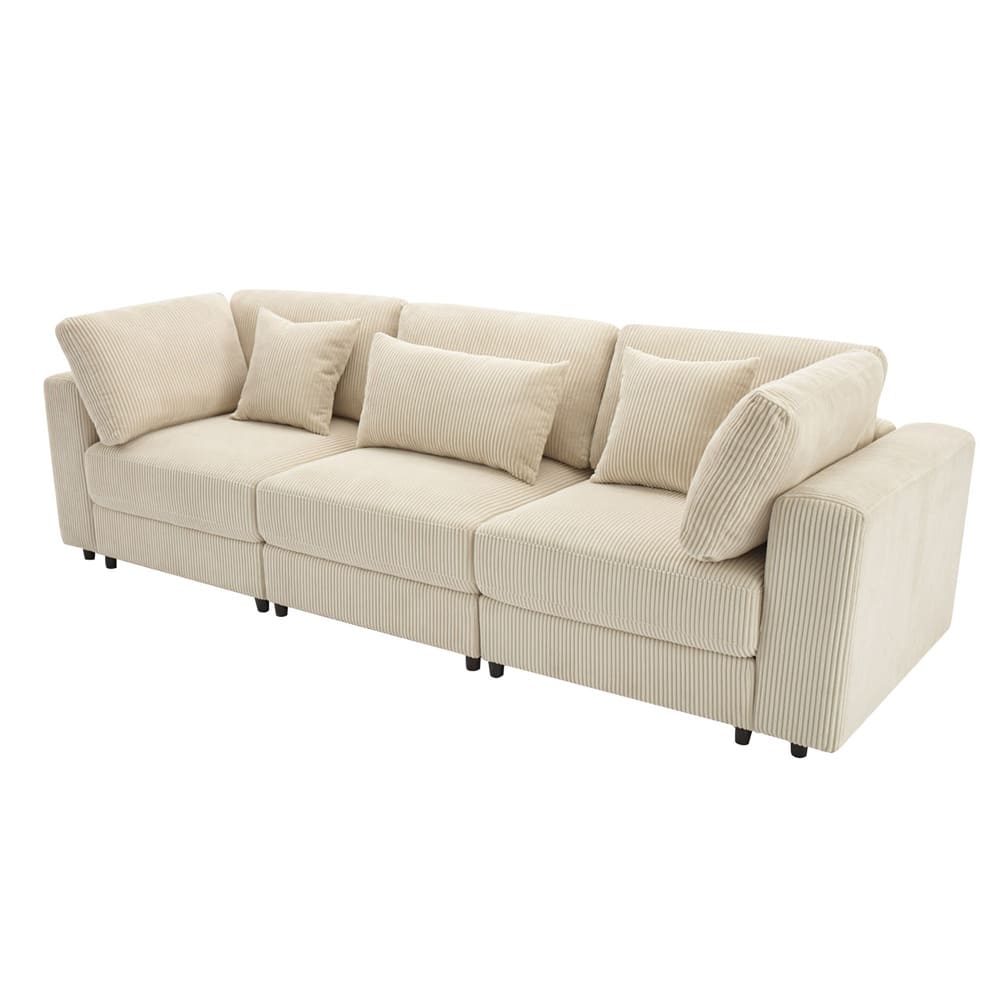 105'' 3 Seater Sofa with Removable Back Cushions and 5 Pillows , for Living Room, Apartment, Spacious Space