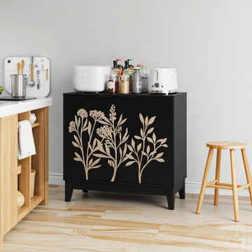 31.5 Inch Vintage Carved Buffet Cabinet, Decorative Sideboard Cabinet with 2 Doors and Adjustable Shelves, Wooden Decorative Cabinet with Storage Space for Living Room, Kitchen, Dining Room