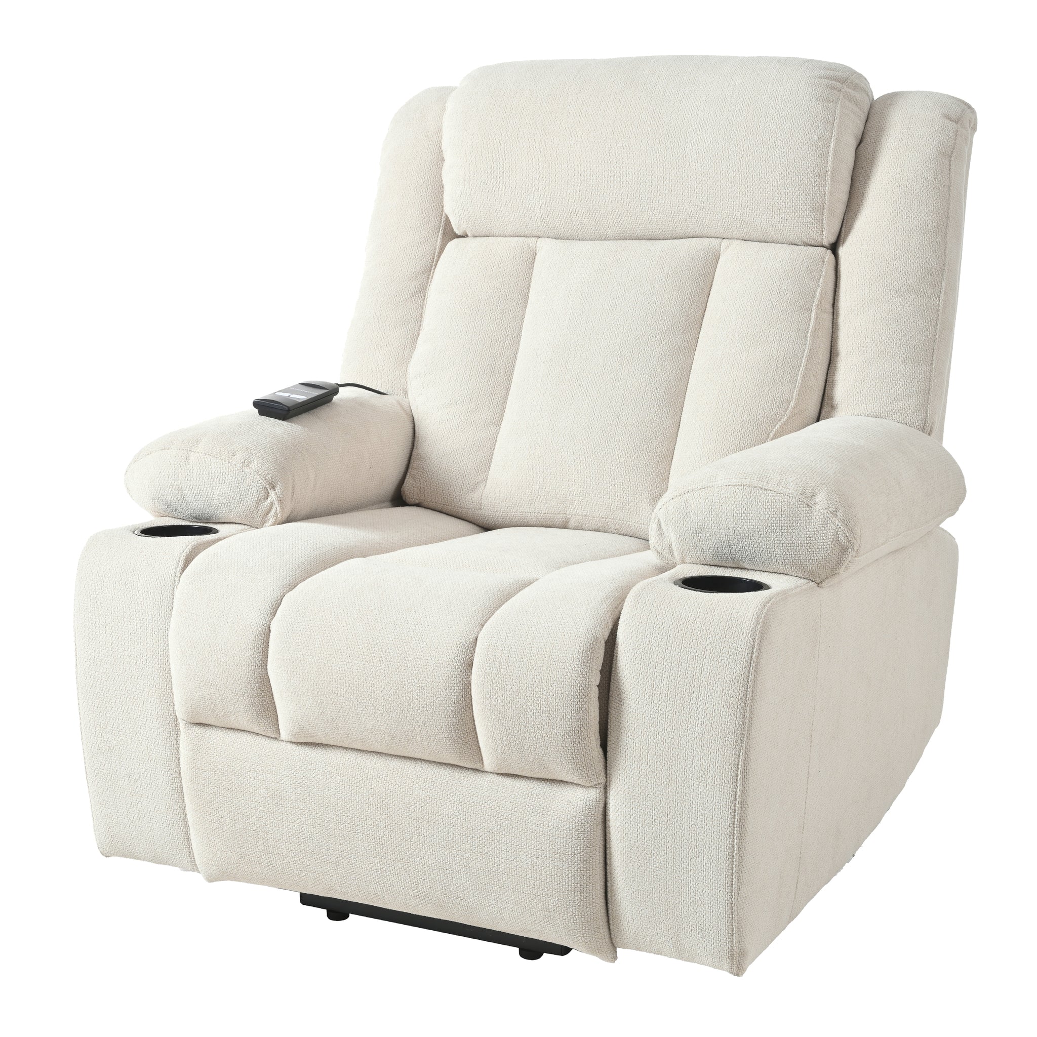 Power Lift Recliner Chair for Elderly,Fabric Lift Chairs for Living Room w/ Extended Footrest,Classic Single Sofa,Home Theater Seat with 2 Cup Holders,Side Pockets,Remote Control(Light Gray/Dark Gray)