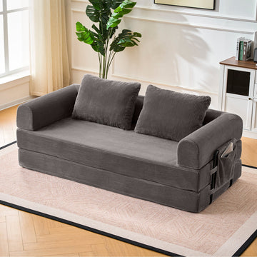 Clihome Loveseat Sofa Convertible Sleeper Sofa Bed with Pillow, Dark Gray Mattress Couch