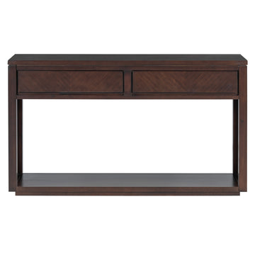 Clihome 55 Console Table, Rustic Wooden Entryway Table with Storage Drawers and Open Shelf, Elegant Sofa Table for Hallway and Living Room (Espresso)
