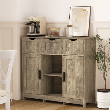 Storage Cabinets, Wooden Floor Cabinet, with Drawers and Shelves Storage Cabinets, Accent Cabinet(Gray)