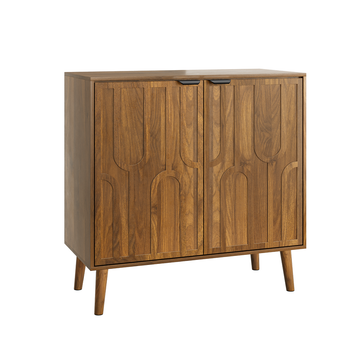 Sideboard Buffet Cabinet with Storage, Farmhouse Buffet Cabinet With Paper Clip Design, Wood Coffee Bar Storage Cabinet for Kitchen, Dining Room, Living Room, Entryway, Walnut,31.5