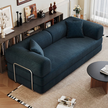 78.8" Compression Sofa,Convertible Floor Sofa Bed-with Back Support Armrest,Comfy Futon Couch Sleeper Bed,Loveseats Boneless Modular Sectional Sofa,Blue