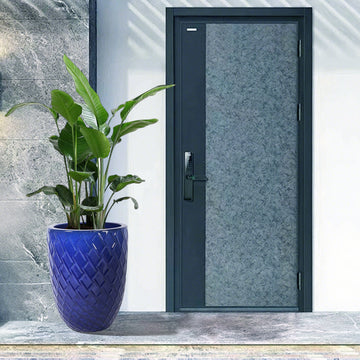 Large 17-Inch Handmade Ceramic Planter Pot,Breathable Navy Outdoor & Indoor Plant Pot for Fiddle Leaf Fig, Monstera, Trees