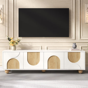 Farmhouse TV Stand with Cable Holes for TVs up to 75