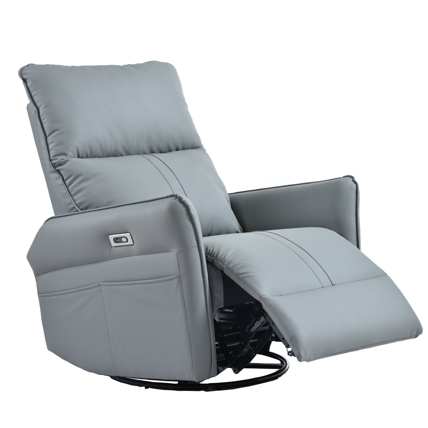 Power Swivel Rocker Recliner Chair for Adults, 270° Swivel Rocking Recliner Chair,Electric Small Recliners for Small Spaces, Single Sofa Recliner for Living Room, Bedroom,RV (Blue Gray/Black+270° Swivel)