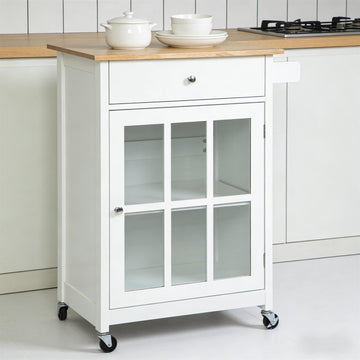 Rolling Kitchen Island Portable Kitchen Cart with Storage Cabinet Drawer Adjustable Shelf