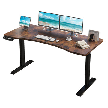 Dual Motor Curve Design Height Adjustable Electric Standing Desk Height Stand Up Computer Desk