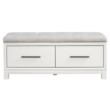 Clihome Shoe Bench with Removable Cushion, Entryway Bench with Hidden Storage for Living Room, Entryway, and Hallways (White)