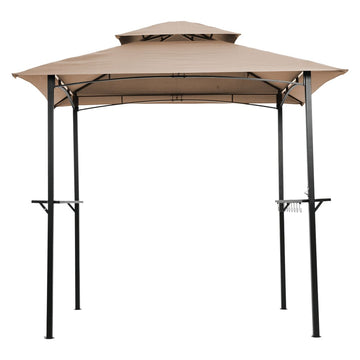 Outdoor Grill Gazebo 8 x 5 Ft, Shelter Tent, Double Tier Soft Top Canopy and Steel Frame with hook and Bar Counters