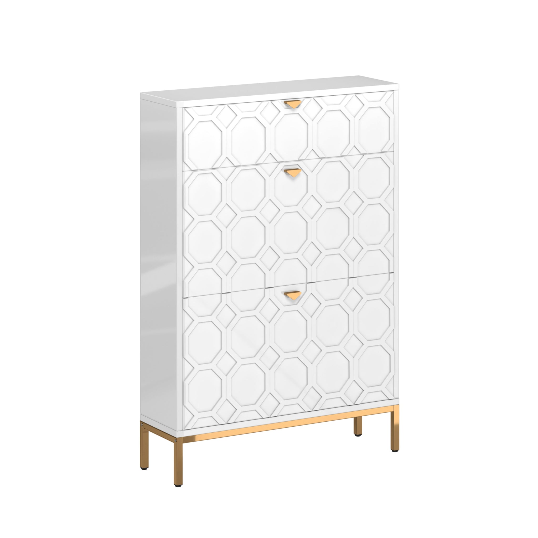 Clihome Shoe Storage Cabinet,Modern Shoe Storage Cabinet with 3 Flip Drawers,Freestanding Hidden Slim Narrow Shoe Rack Cabinet for Entryway,Hallway£¬White