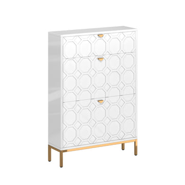 Clihome Shoe Storage Cabinet,Modern Shoe Storage Cabinet with 3 Flip Drawers,Freestanding Hidden Slim Narrow Shoe Rack Cabinet for Entryway,Hallway£¬White