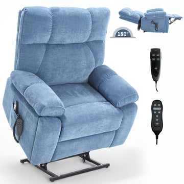 Blue/Grey/Brown/Beige Heat Massage Dual Motor Infinite Position Up to 350 LBS Large Electric Power Lift Recliners with Hidden Cup Holders, Power-Remote, Medium-firm and Heavy Duty