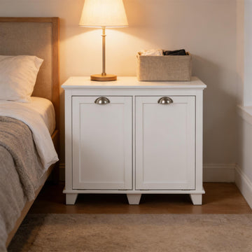 30" Wide Floor Cabinet  Tilt-Out Laundry Hamper Cabinet, White Freestanding Storage Cabinet