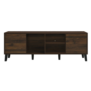 Mid Century TV Stand with 2 Cabinets, Media Console Table for TVs up to 70'', Entertainment Center with Storage for Living room, Bedroom, Home Theatre