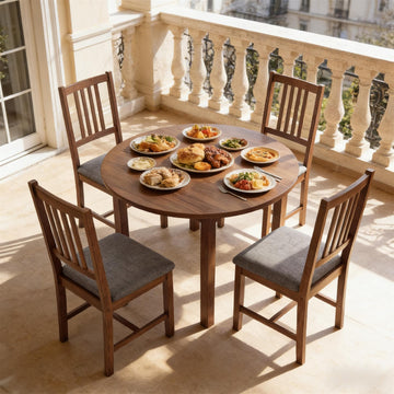 Set of 4 Modern Dining Chairs - Upholstered Kitchen Chairs with Rubber Wood Frame