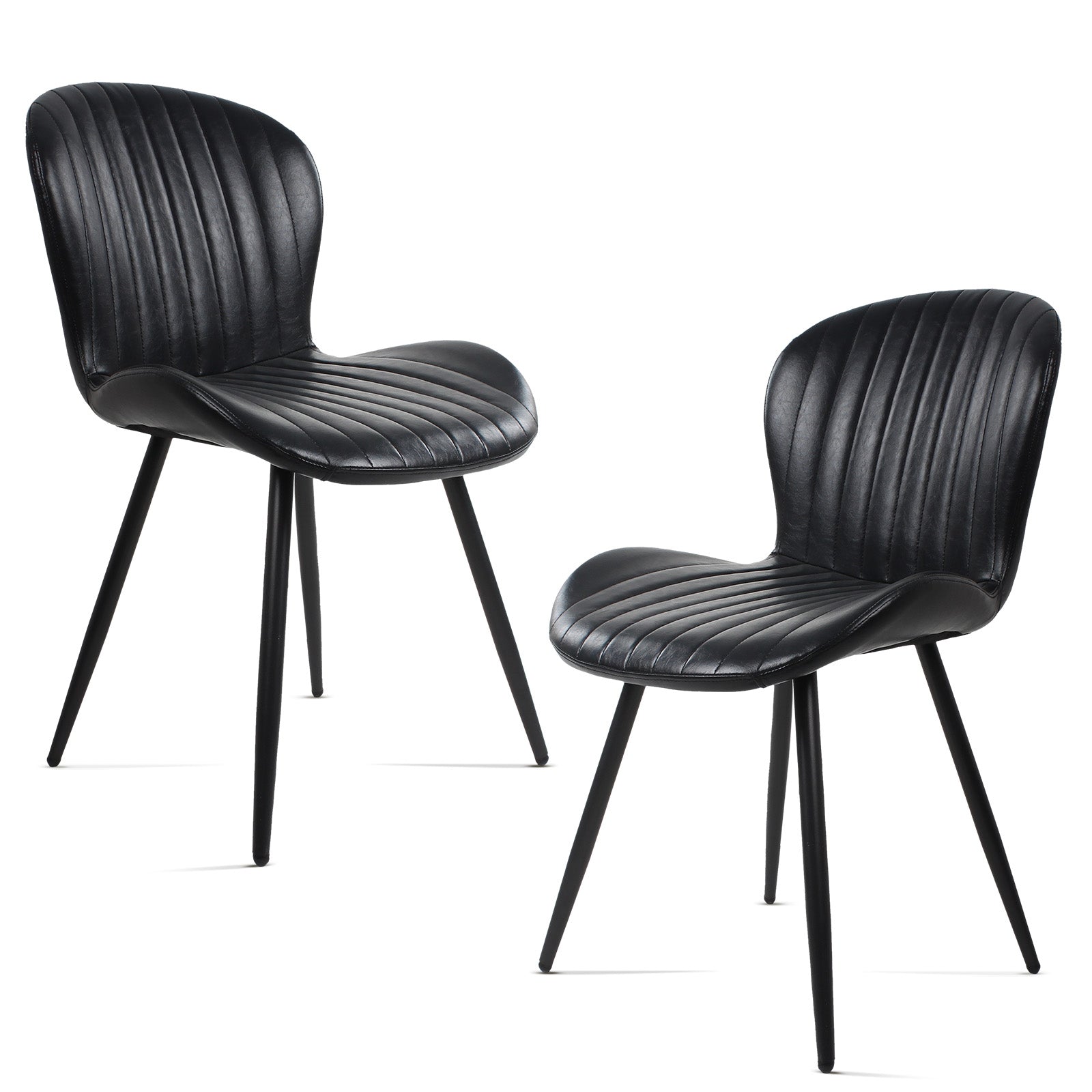 Dining Chairs Set of 2,Modern Leather Upholstered Chairs with Comfy Backrest and Sturdy Metal Legs 20" Height
