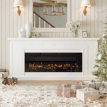 Clihome 50in 750/1500W Wall Mount/Recessed Electric Fireplace Fire Places Electric Fireplace Inserts with Timer, Remote Control, Adjustable Flame Color